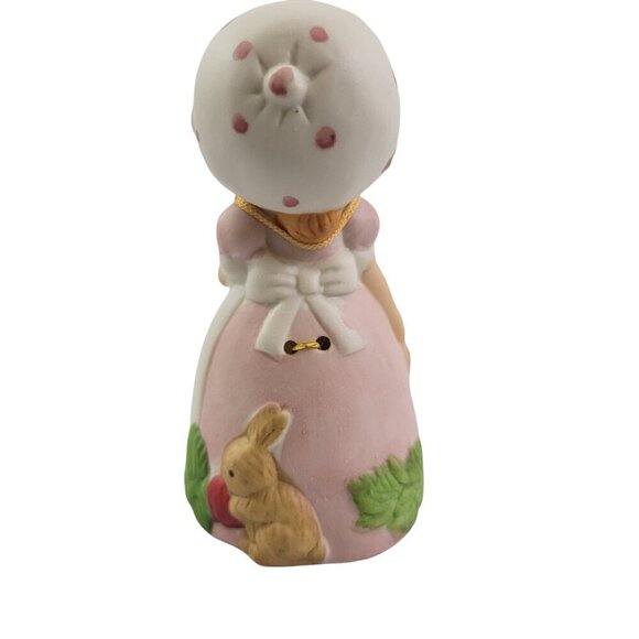 Jasco Strawberry Patches Porcelain Girl w/Bird Bell Home Décor Accent Keepsake - Picture 11 of 16
